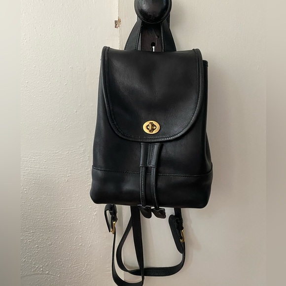 Vintage Coach Legacy Mini Daypack/Backpack Black Leather 9960 - Picture 1 of 12
